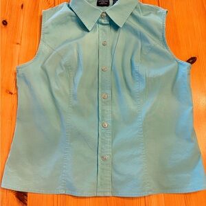 Coldwater Creek Turquoise Sleeveless Button-Down Shirt